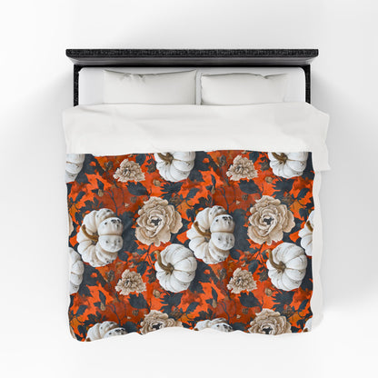 Pumpkin Floral Blast Velveteen Plush Blanket