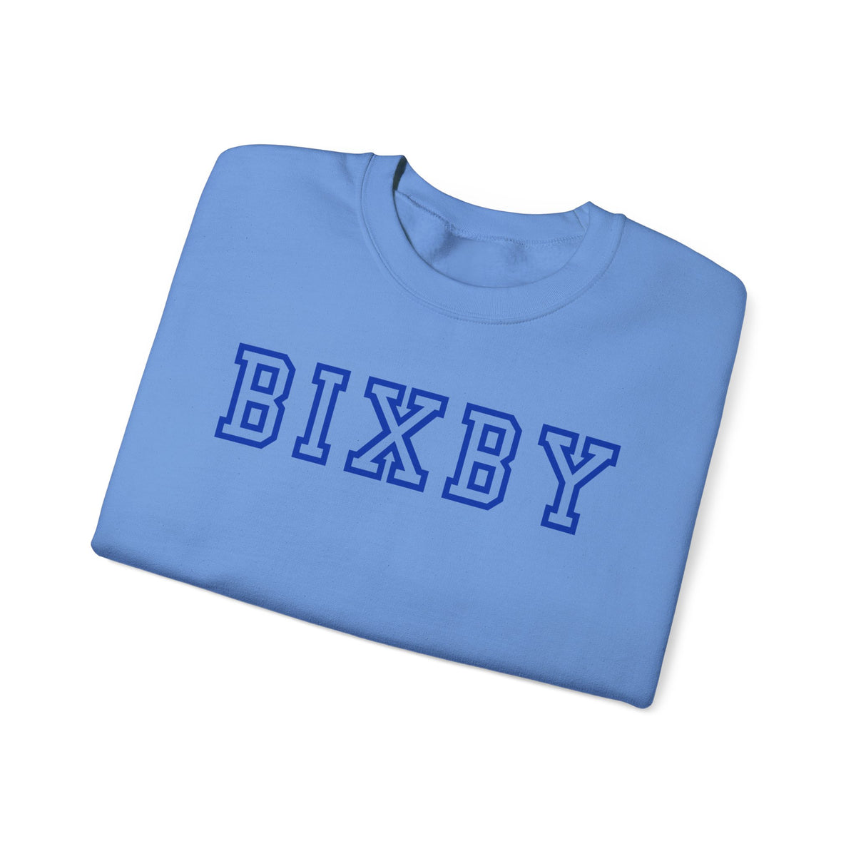 Bixby Spartans Bold Letter With Sleeve Blue Logo Sweatshirt