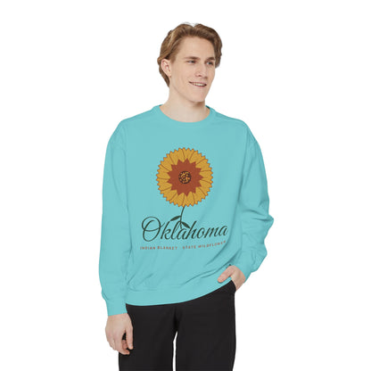 Indian Blanket Garden Script Oklahoma Crewneck Sweatshirt | Comfort Colors