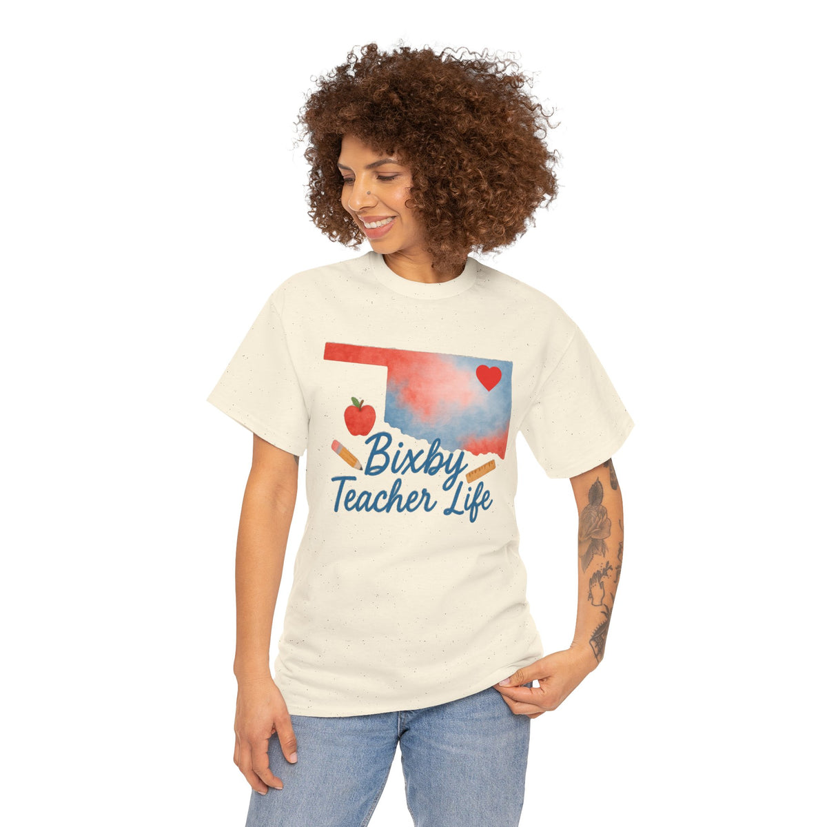 Bixby Spartans Teacher Life Bixby OK Watercolor Tee