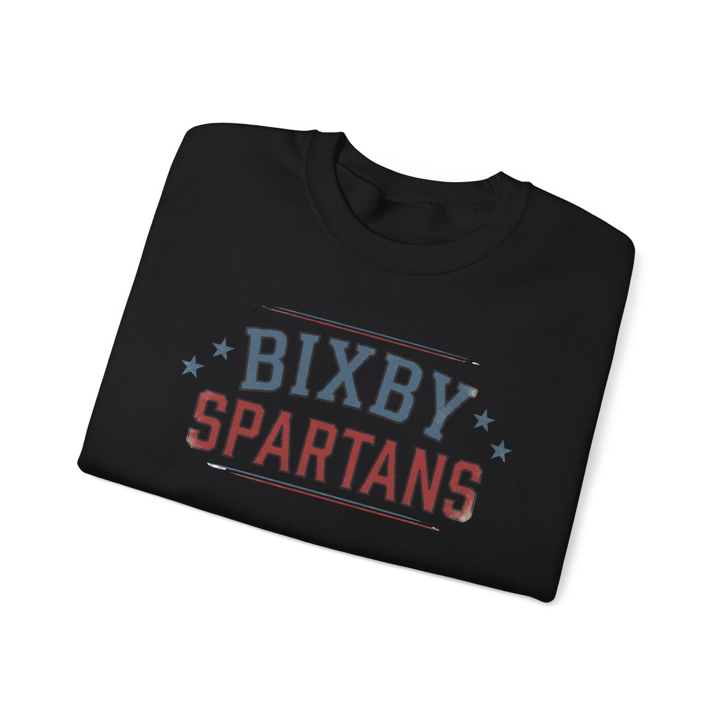 Bixby Spartans Vintage Distressed with Sleeve Print Spirit Sweatshirt