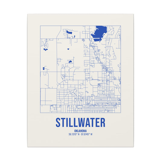Stillwater Street Map Canvas, Royal Blue on Cream