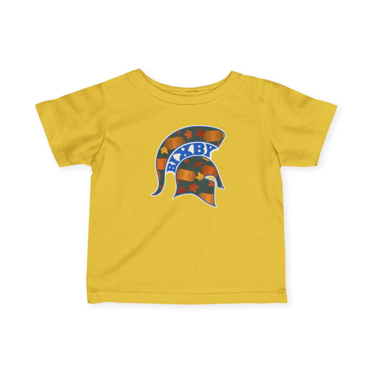 Bixby Spartans Pumpkin Patch Helmet Infant Tee – Baby Fall Pumpkin Shirt