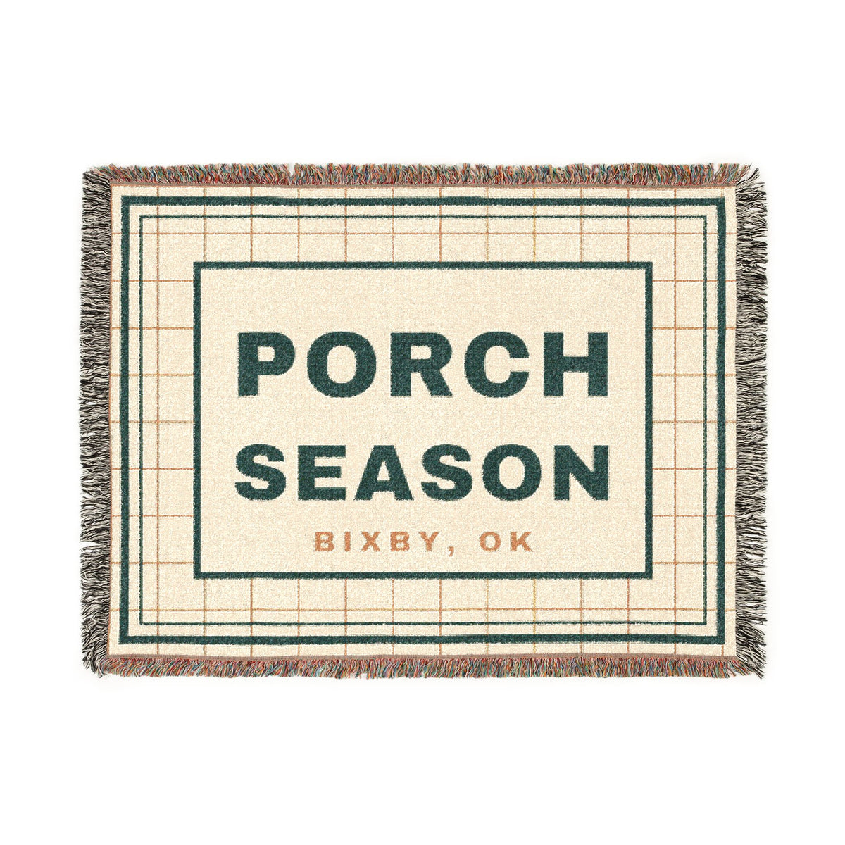 Porch Season Windowpane Woven Throw Blanket