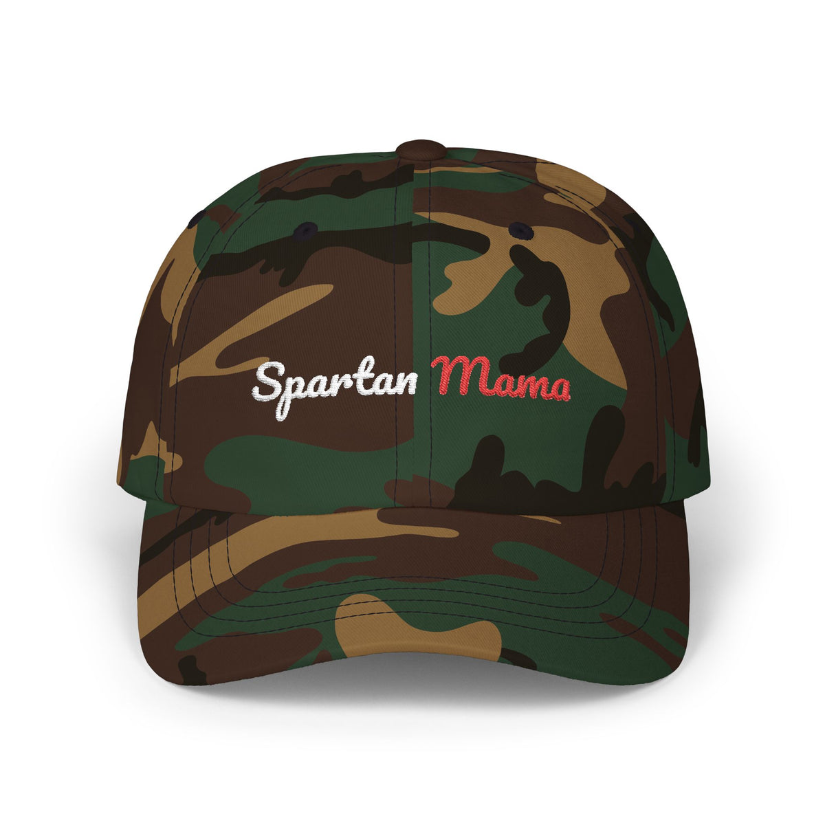 Spartan Mama Cap — Embroidered Military Print Baseball Hat