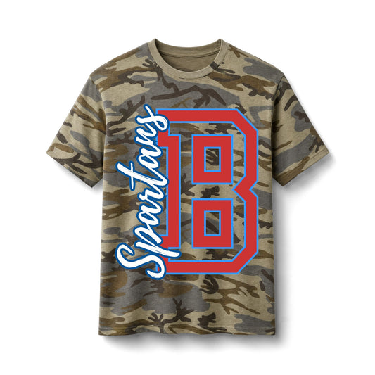 Bixby Spartans 'B' Camo Cotton Tee