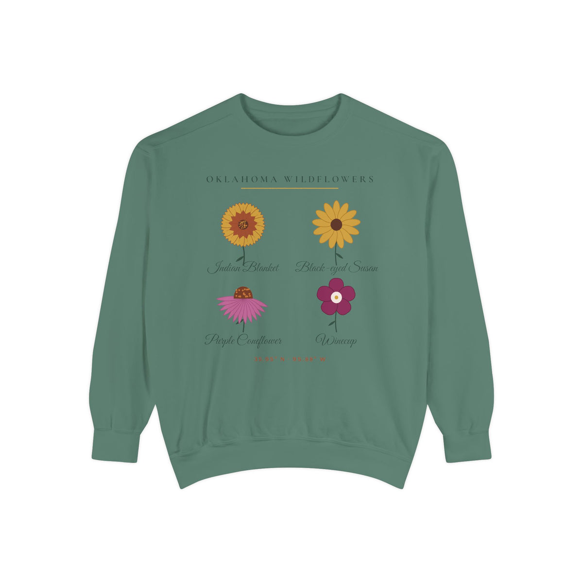 Oklahoma Wildflower Field Guide Crewneck Sweatshirt | Comfort Colors