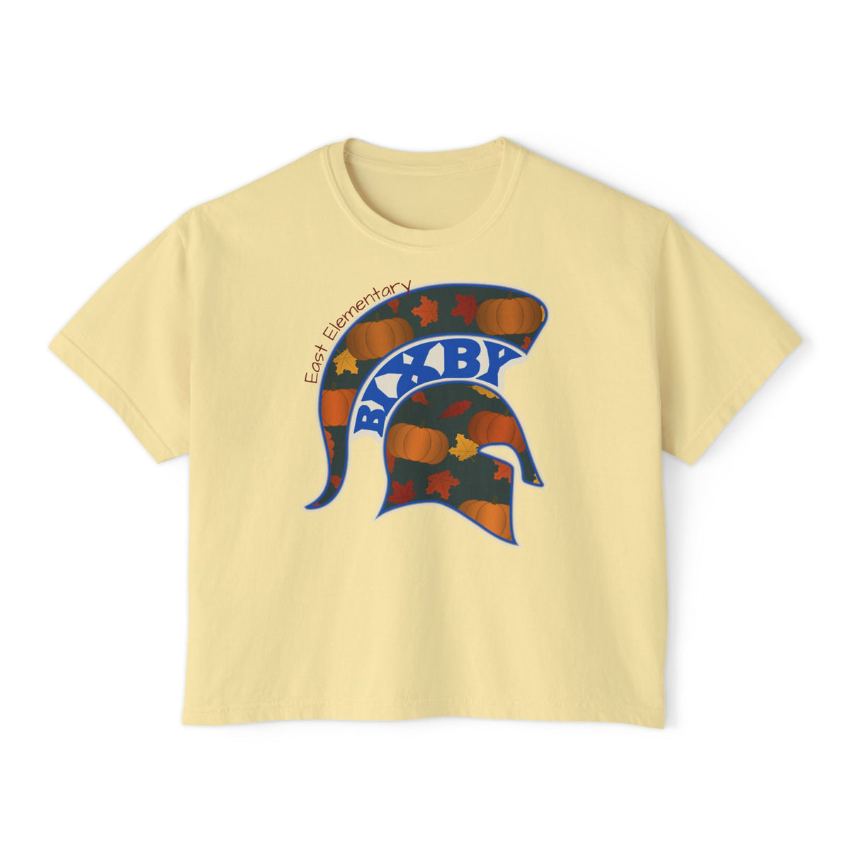 Bixby Spartans East Elementary Pumpkin Patch Helmet Women's Boxy Tee – Fall Mom Shirt