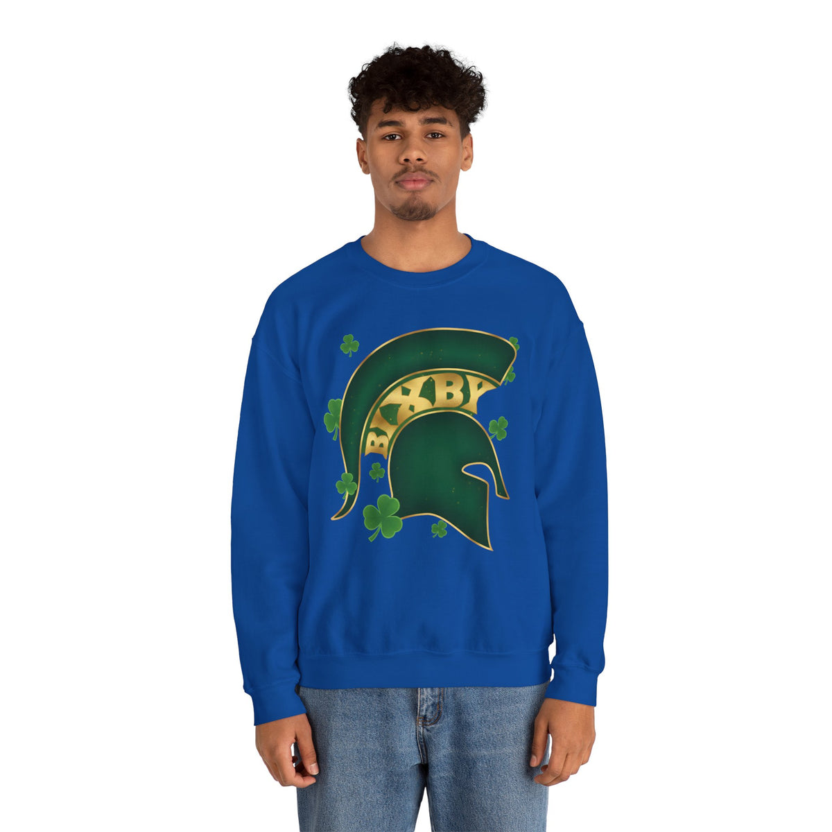 St. Patty's Good Luck Spartan Helmet Adult Gildan Sweatshirt