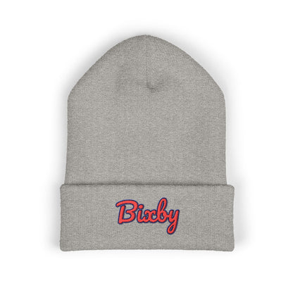 Bixby Spartans Embroidered Cuffed Beanie, Red Script Bixby