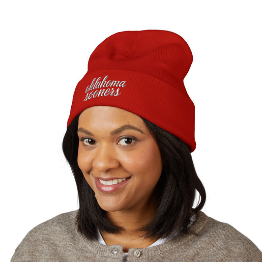 Bixby Spartans Sooners White Font Beanie Cap