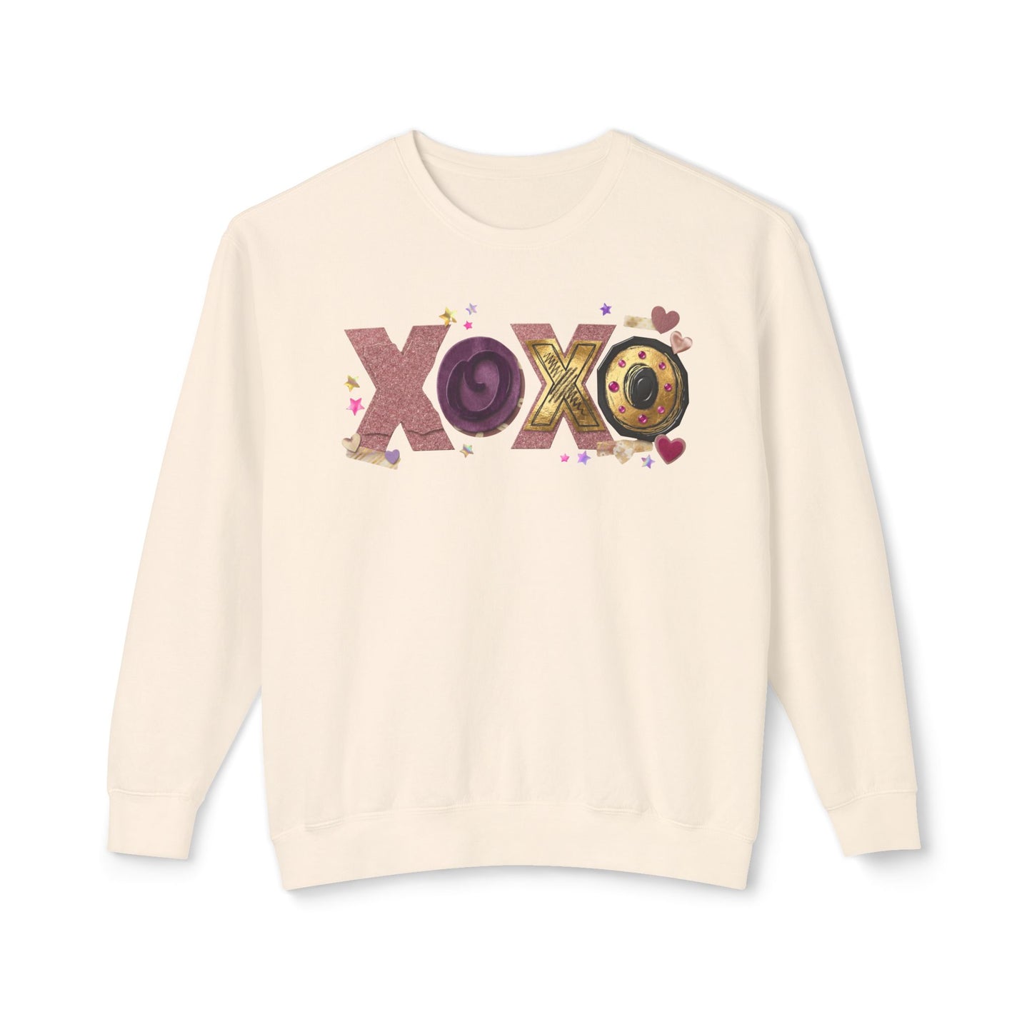 XOXO Candy Heart Graphic Comfort Colors Sweatshirt | Valentine Hearts Love Design