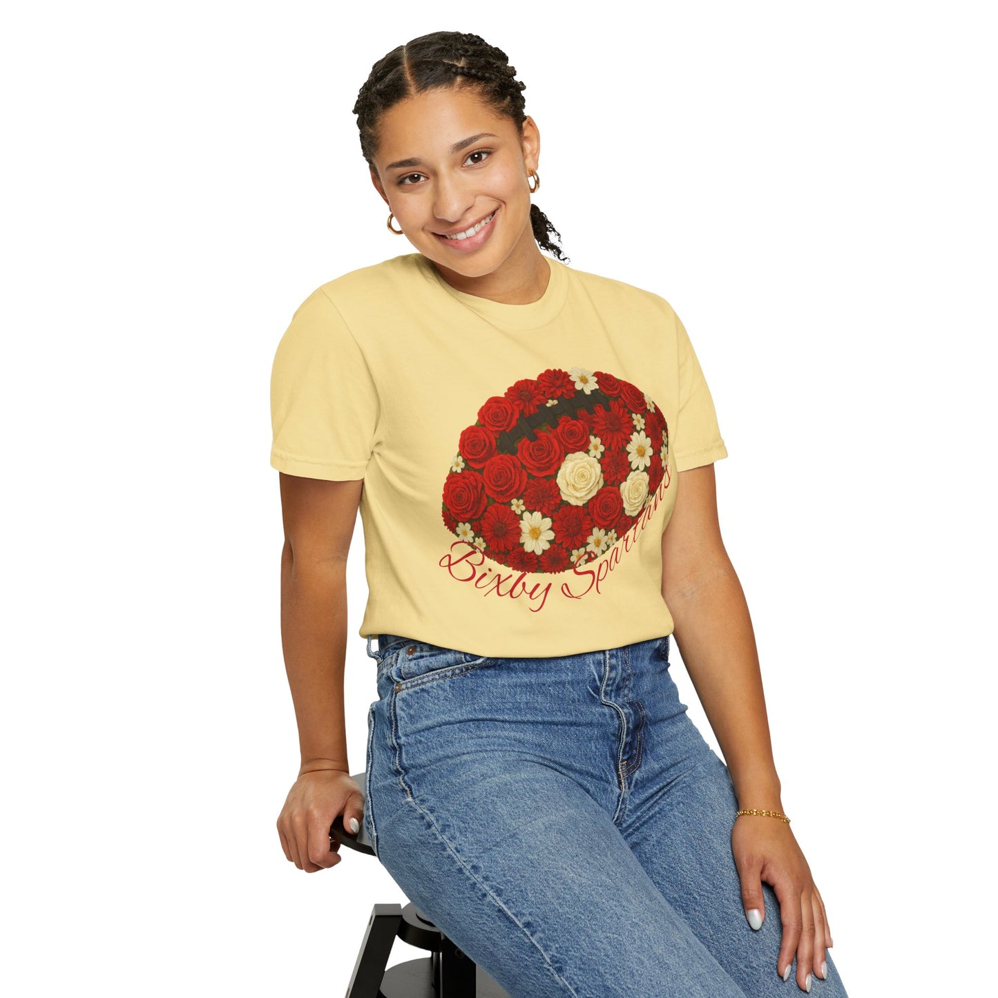 Bixby Spartans Floral Comfort Colors Tee