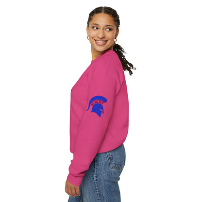Bixby Spartans Bold Letter With Sleeve Blue Logo Sweatshirt