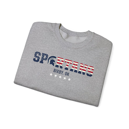 Bixby Spartans Patriotic Military and Veteran Gildan Sweatshirt