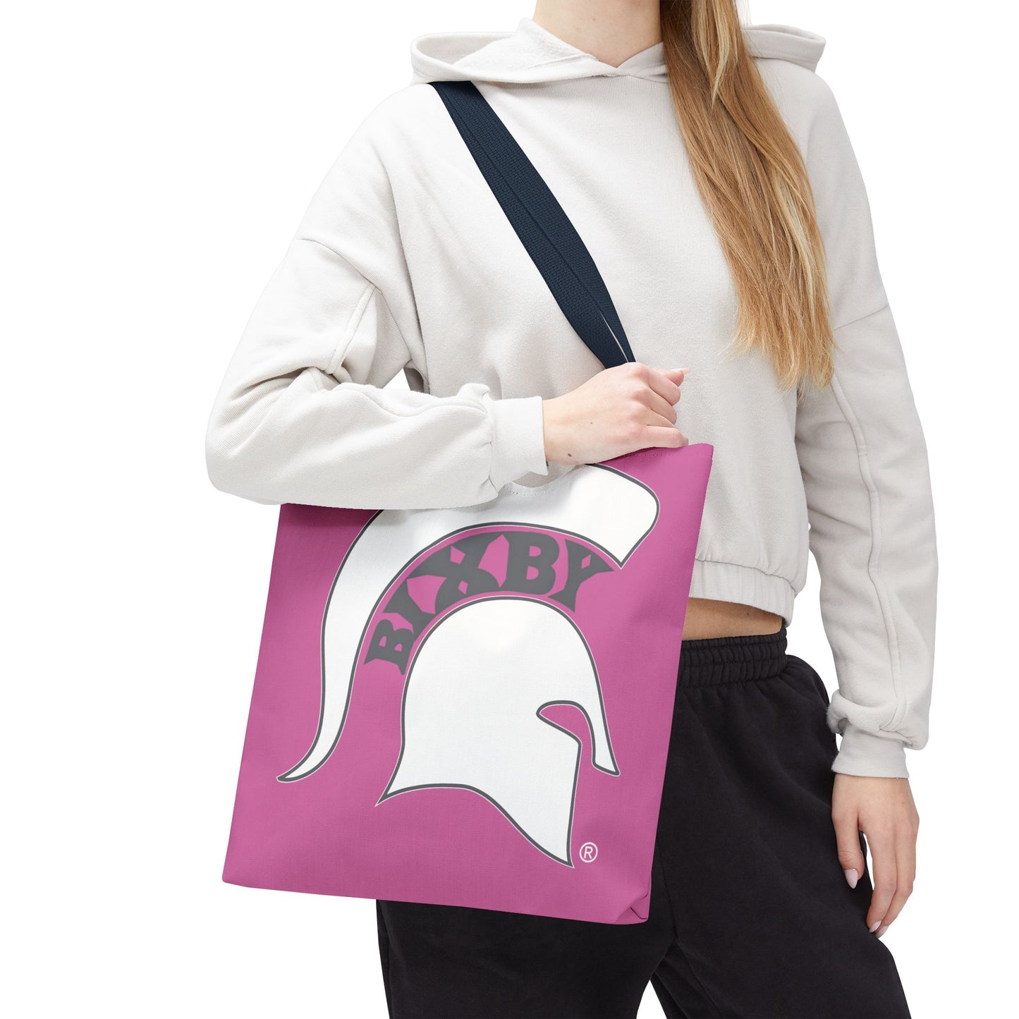 Bixby Spartans White Logo Pink Polyester Tote Bag