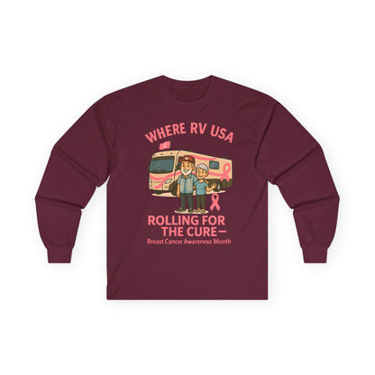 Where RV USA Breast Cancer Awareness Gildan Long Sleeve Shirt