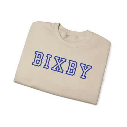 Bixby Spartans Bold Letter With Sleeve Blue Logo Sweatshirt