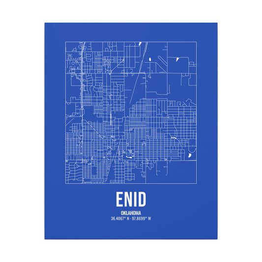 Enid Street Map Canvas, White on Royal Blue
