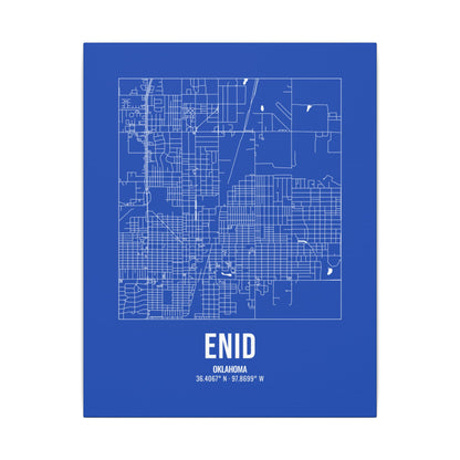 Enid Street Map Canvas, White on Royal Blue