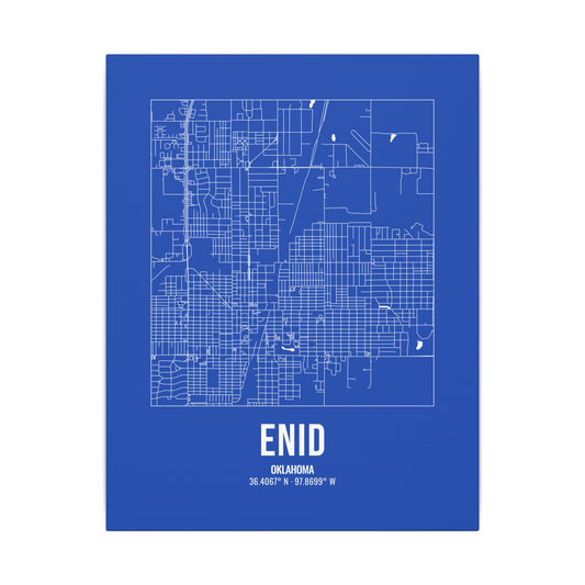 Enid Street Map Canvas, White on Royal Blue
