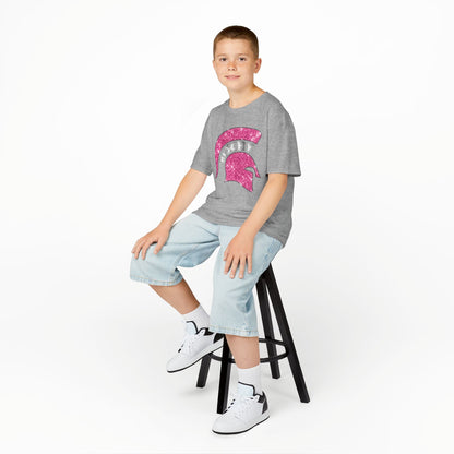 Bixby Spartan Pink Helmet Bling Youth Gildan Tee