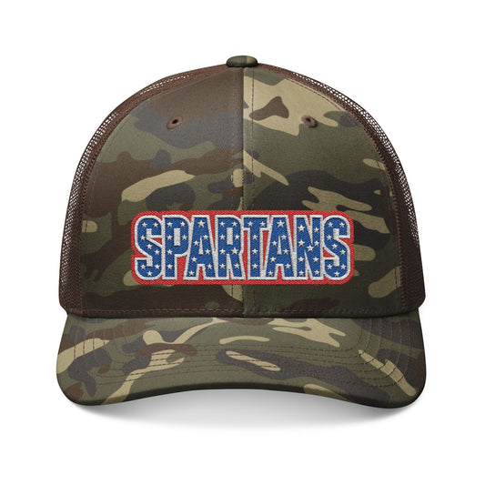 Spartans Patriotic Embroidered Camouflage Trucker Hat