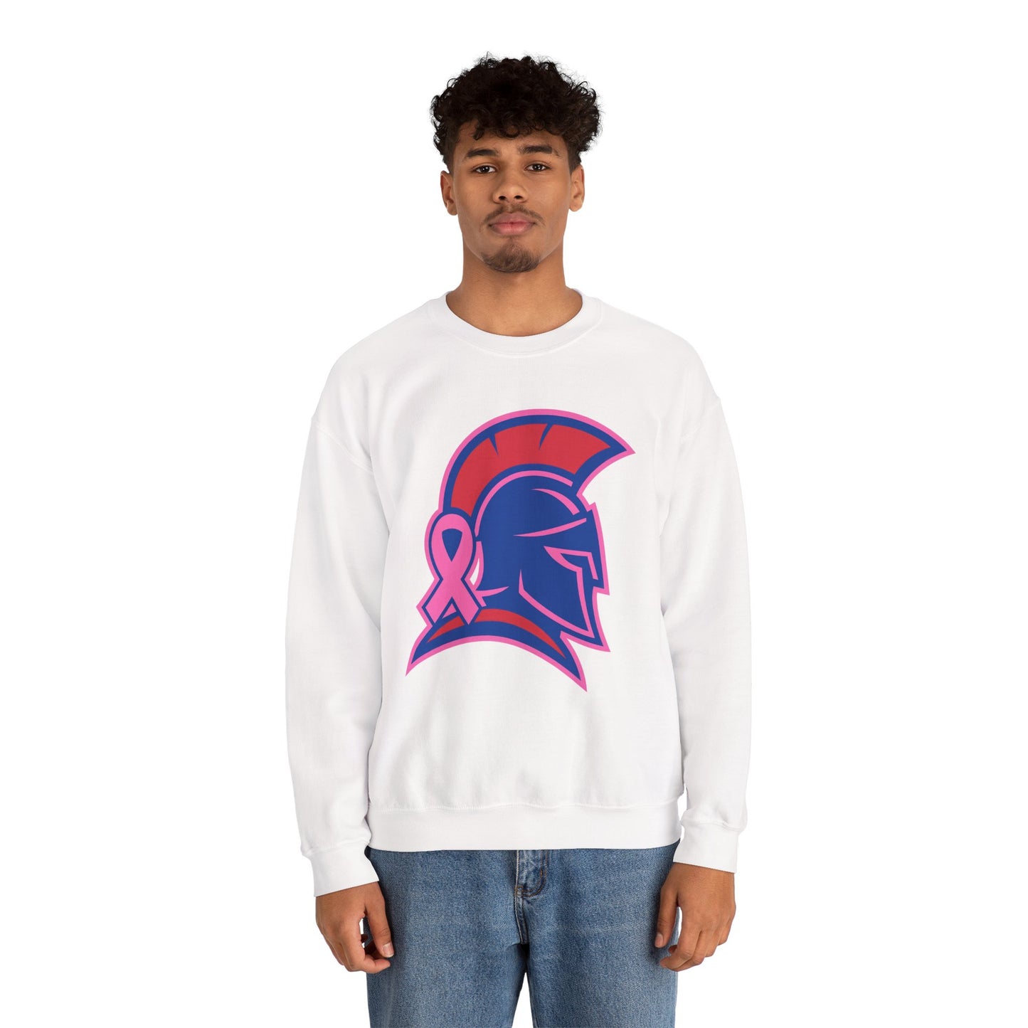 Spartan Helmet Breast Cancer Awareness Gildan Sweatshirt