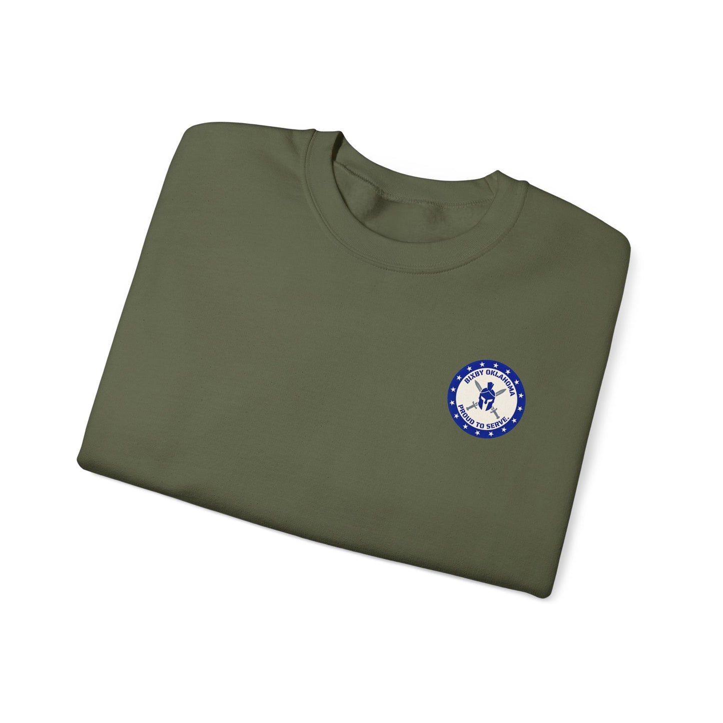 Bixby Spartan Veteran and Military Chest Emblem Gildan Sweatshirt