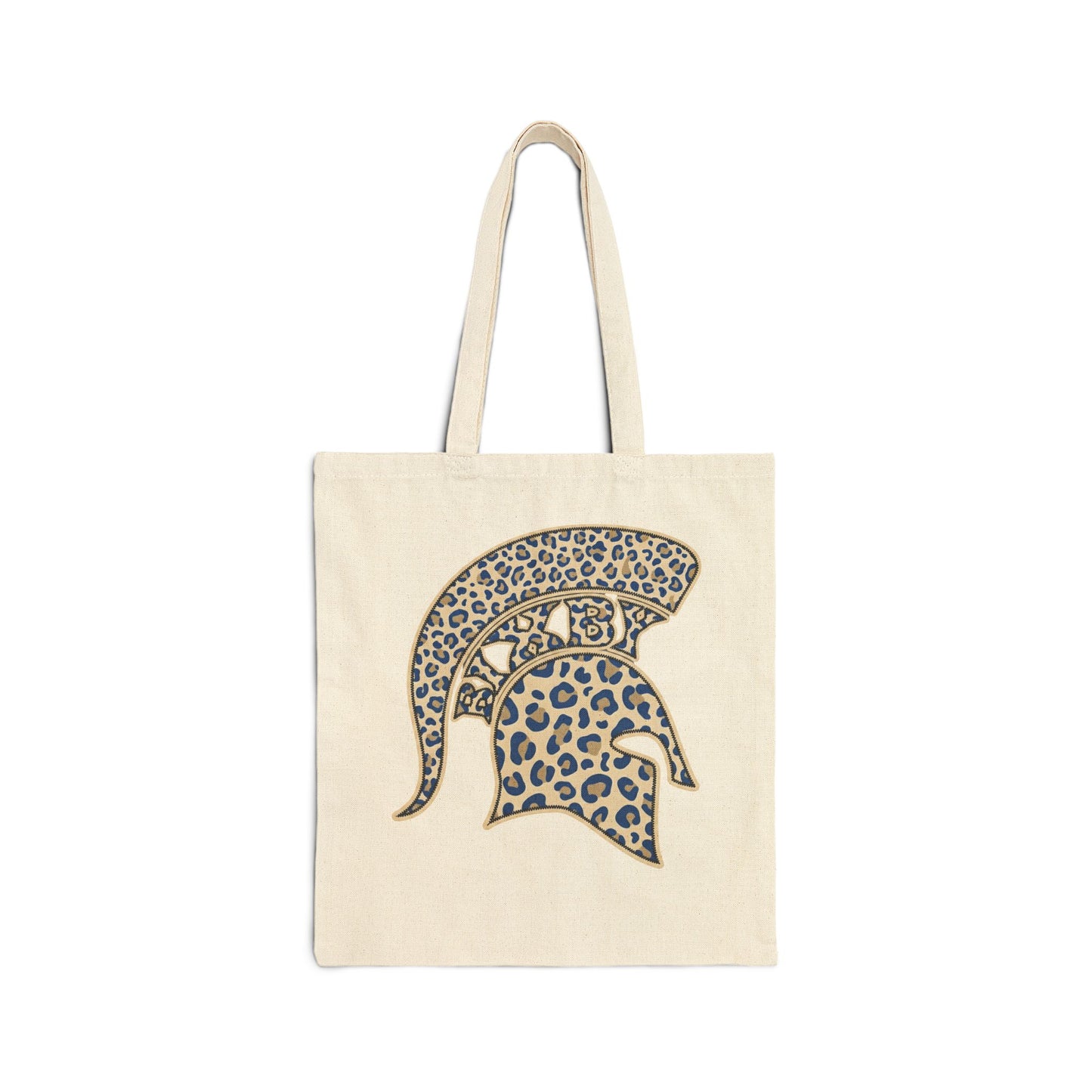 Leopard Print Spartan Helmet Tote Bag — Canvas Market Bag