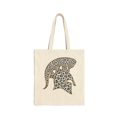 Leopard Print Spartan Helmet Tote Bag — Canvas Market Bag