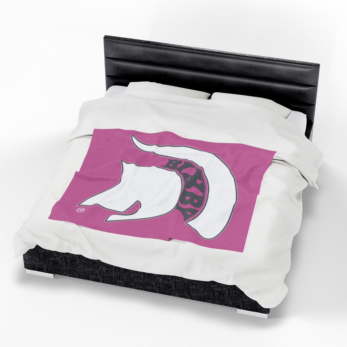Spartan White Logo Velveteen Plush Pink Blanket