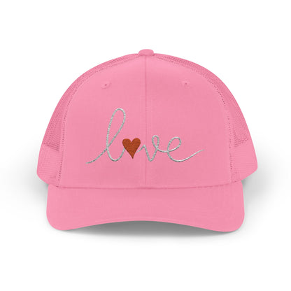 Love Script Snapback Trucker Cap | Sparkle Heart Embroidery