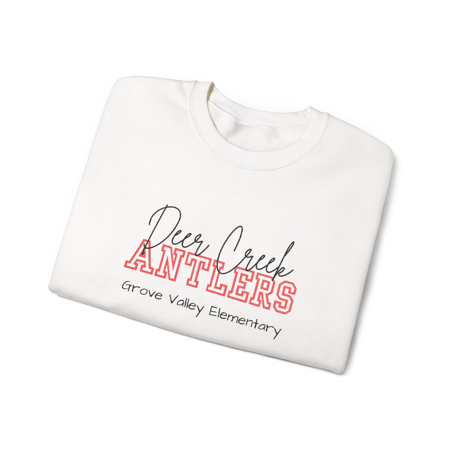 Personalized Embroidered Deer Creek Antlers Crewneck Sweatshirt