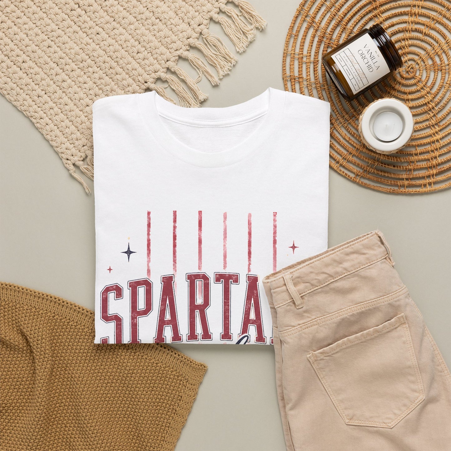 Spartans Bixby T-Shirt — Vintage Red Striped School Spirit Tee
