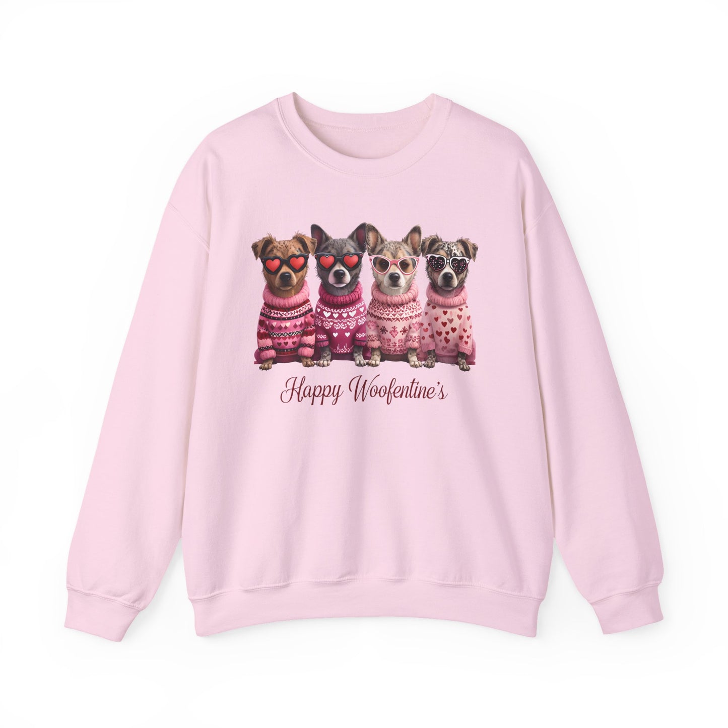 Happy Woofentine Dogs Crewneck Sweatshirt | Valentine Paw Print