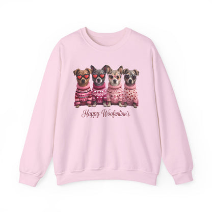 Happy Woofentine Dogs Crewneck Sweatshirt | Valentine Paw Print