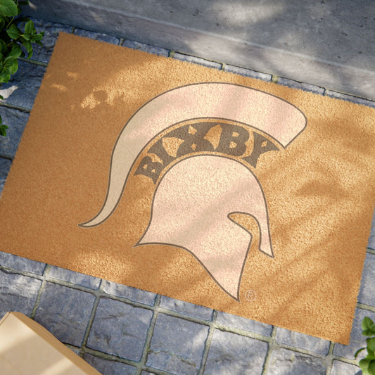 Spartan White Logo Heavy-Duty Rubber Backed Doormat