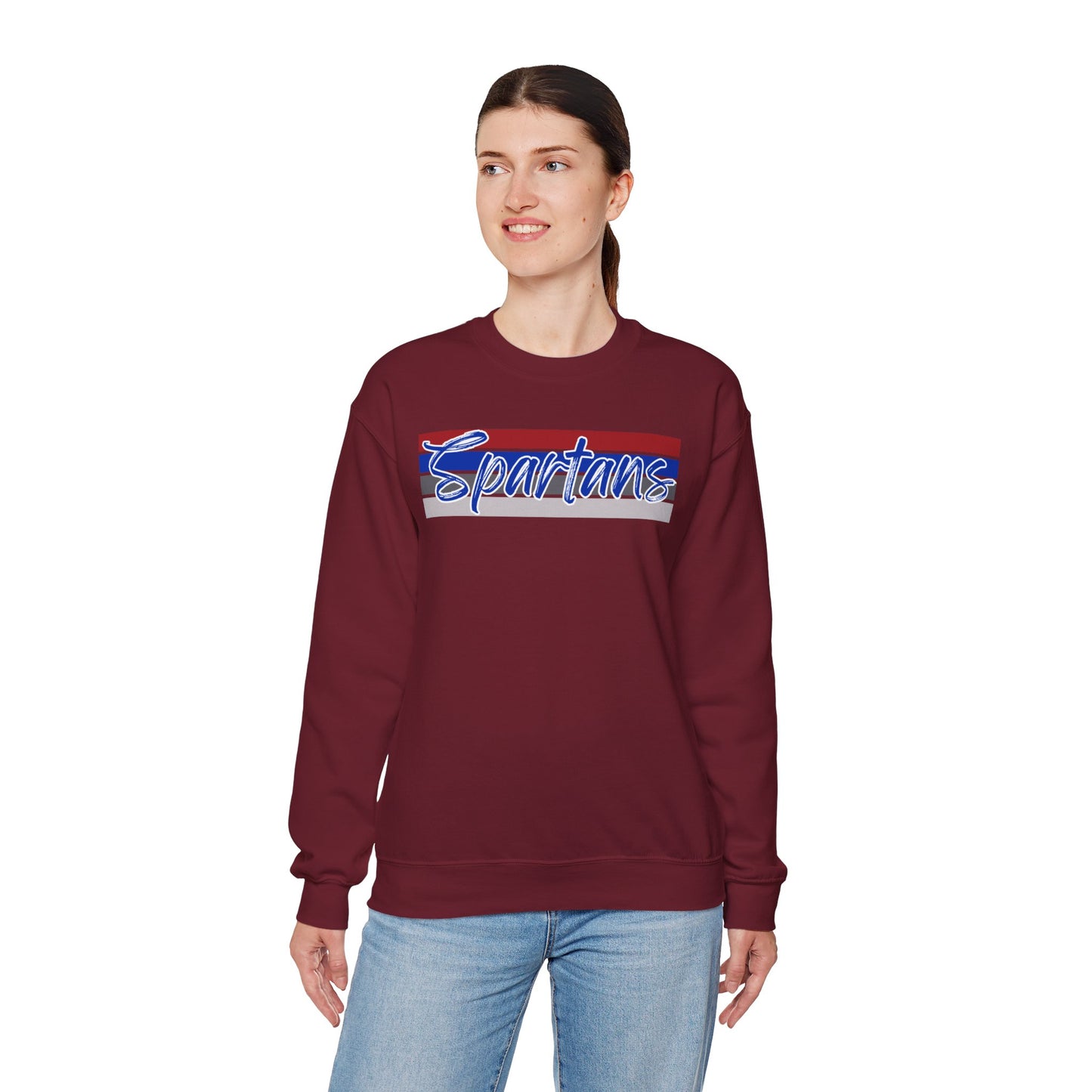 Spartans Cursive Print Crewneck Gildan Sweatshirt