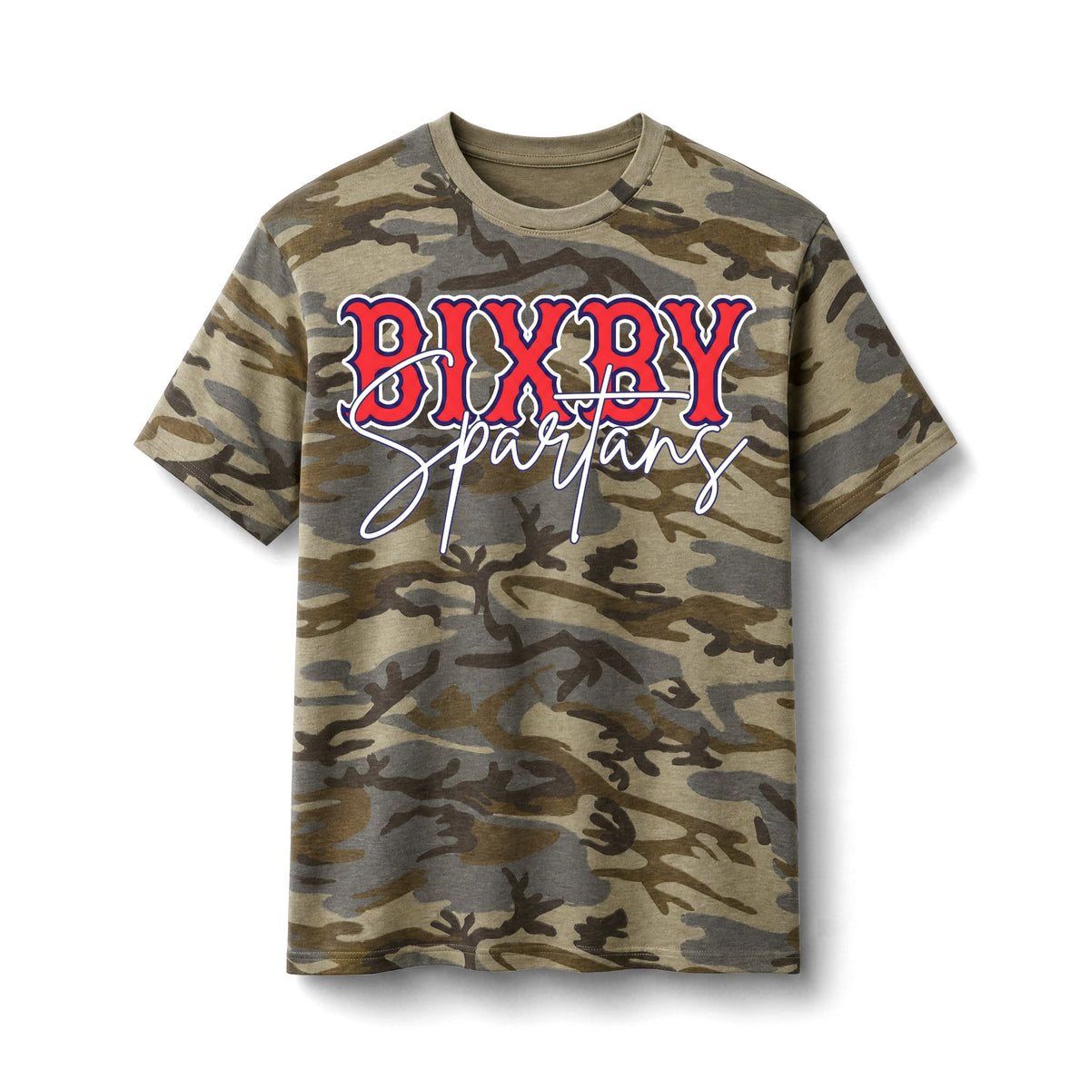 Bixby Spartans Camo - Youth Athletic School Spirit Tee