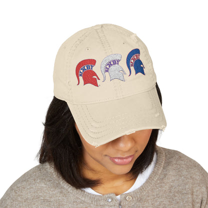 Bixby Spartan Red, White and Blue Embroidered Distressed Ballcap