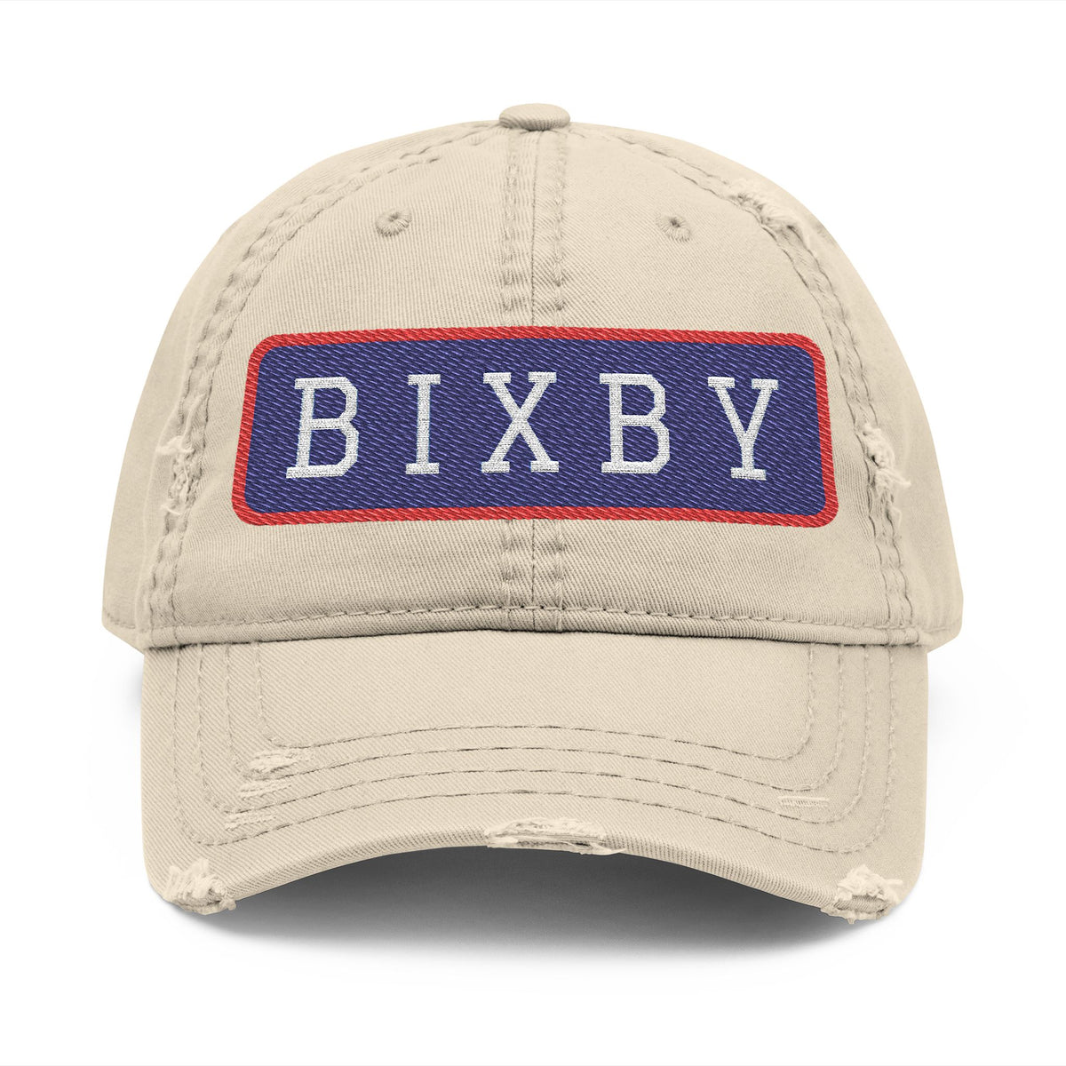 Bixby Spartans Distressed Dad Hat, Embroidered BIXBY Bar