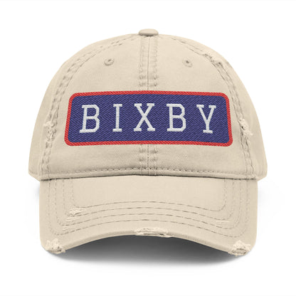 Bixby Spartans Distressed Dad Hat, Embroidered BIXBY Bar