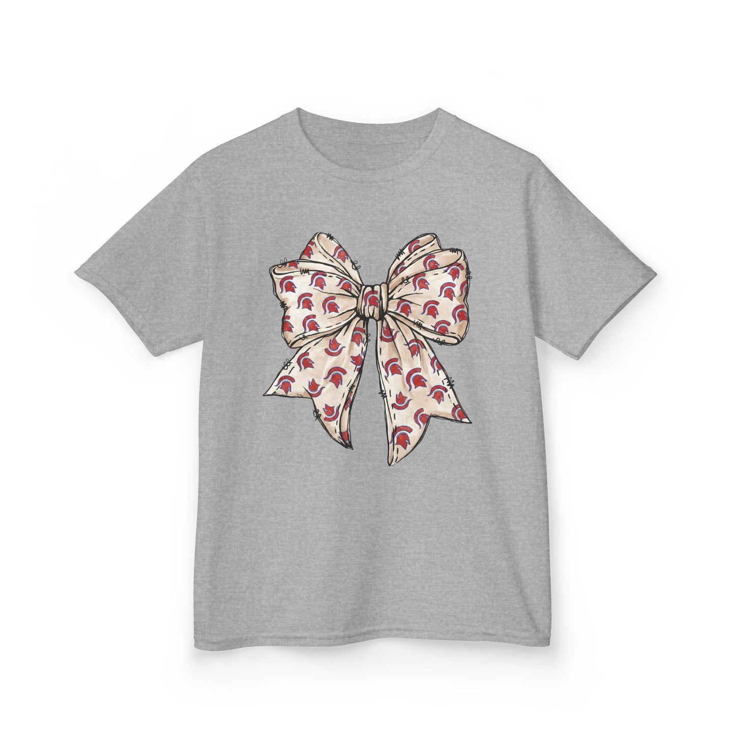 Spartan Helmet Pattered Bow Youth Gildan Tee