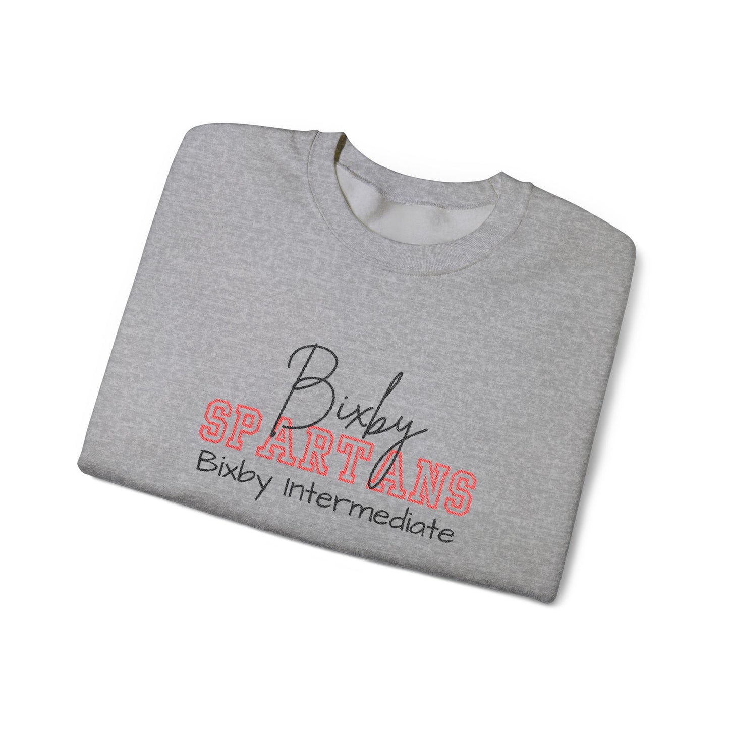 Personalized Embroidered Bixby Spartans Crewneck Sweatshirt