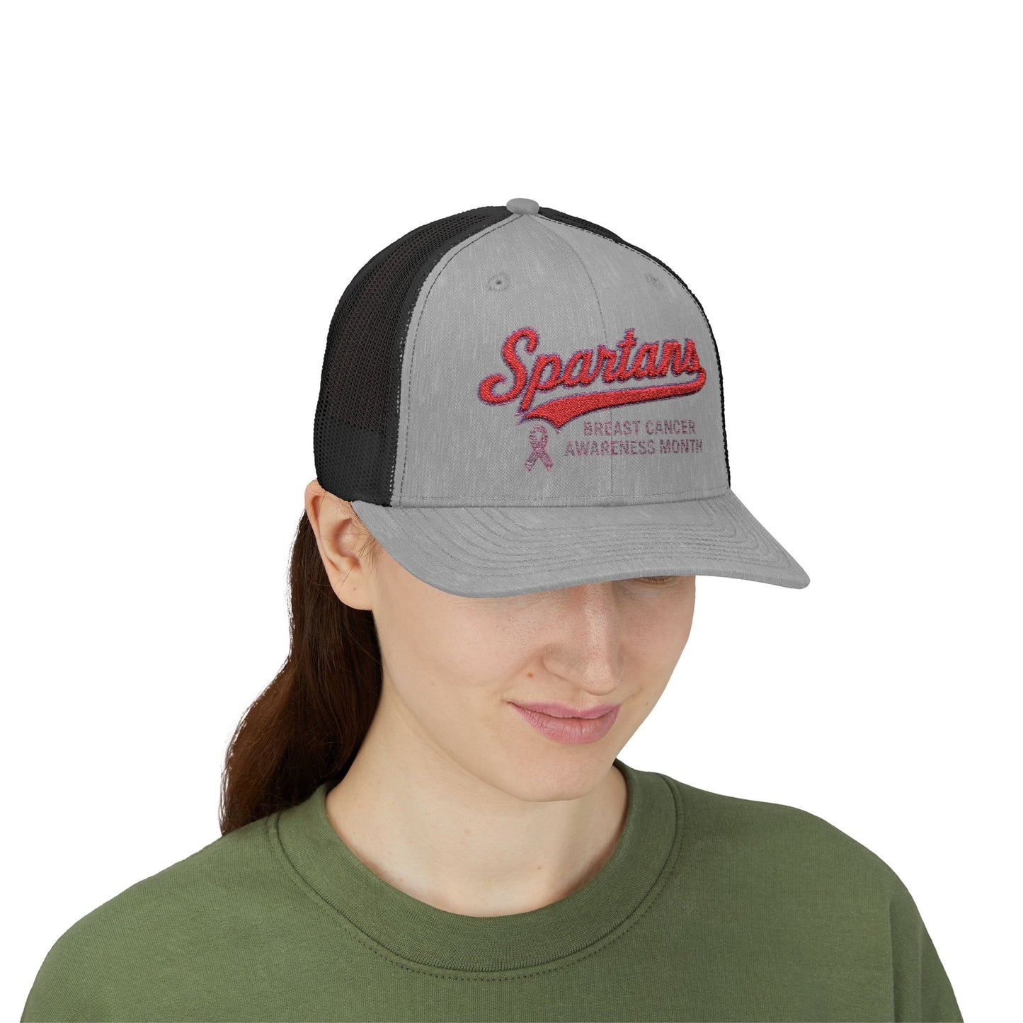 Spartans Breast Cancer Awareness Embroidered Trucker Snapback