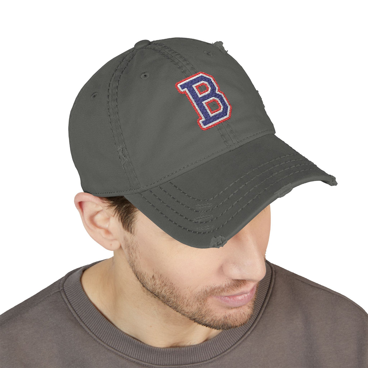 Bixby Spartans Distressed Dad Hat, Embroidered Varsity B