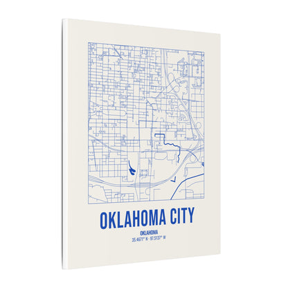 Oklahoma City Street Map Canvas, Royal Blue on Cream