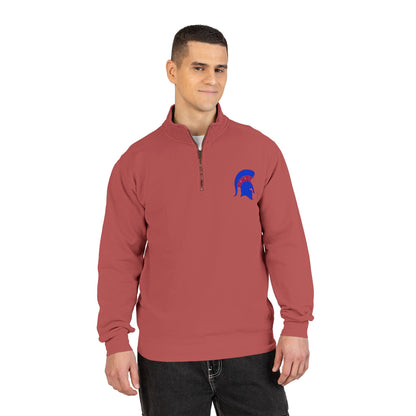 Bixby Spartans Blue Helmet Quarter-Zip Pullover Comfort Colors Tee