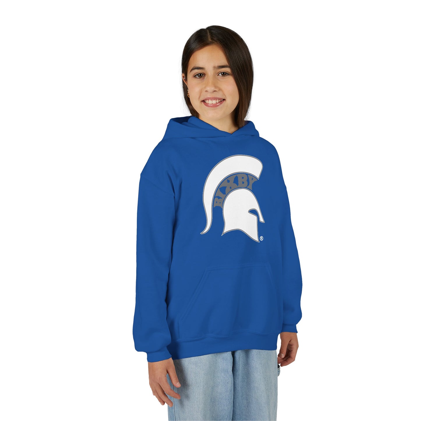 Spartan White Logo Youth Gildan Hoodie